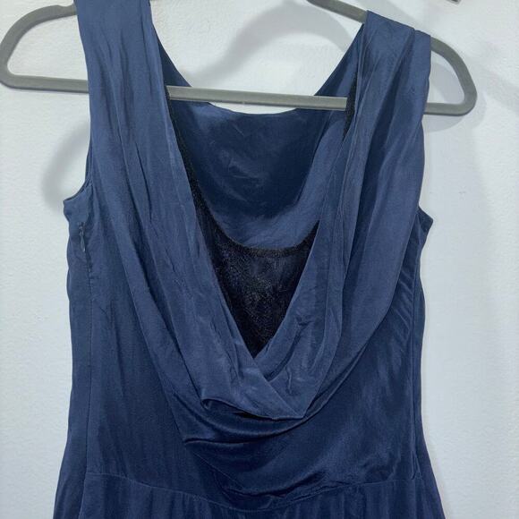 YaYa Aflalo 100% Silk Navy Dress w/ Black Lace Accent - Size PS - Picture 9 of 16